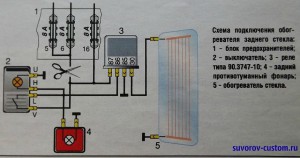 электро-схема подключения обогревателя стекла